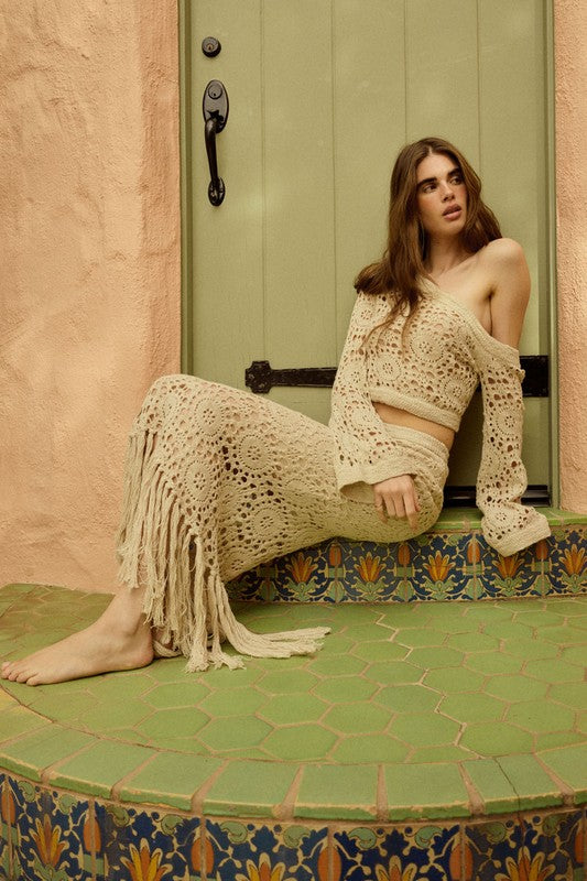 Crochet-Knit Fringe Skirt
