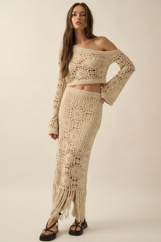 Crochet-Knit Fringe Skirt
