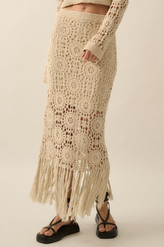 Crochet-Knit Fringe Skirt