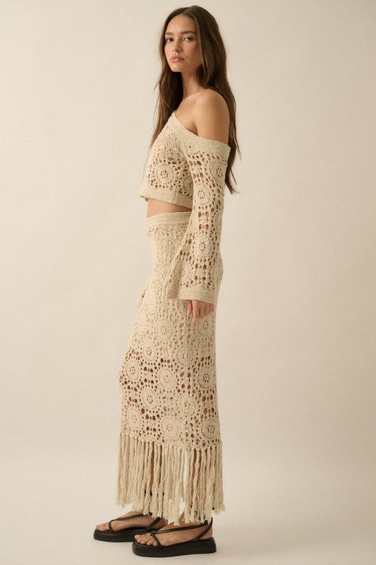 Crochet-Knit Fringe Skirt