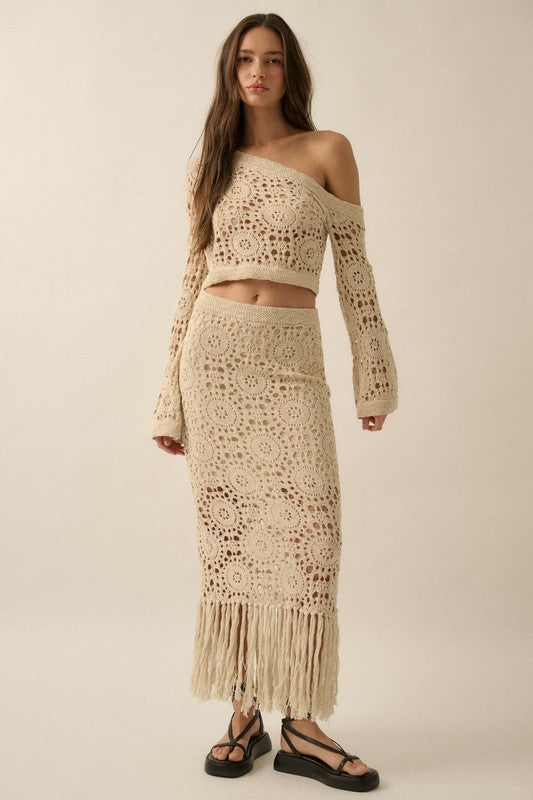 Crochet-Knit Fringe Skirt