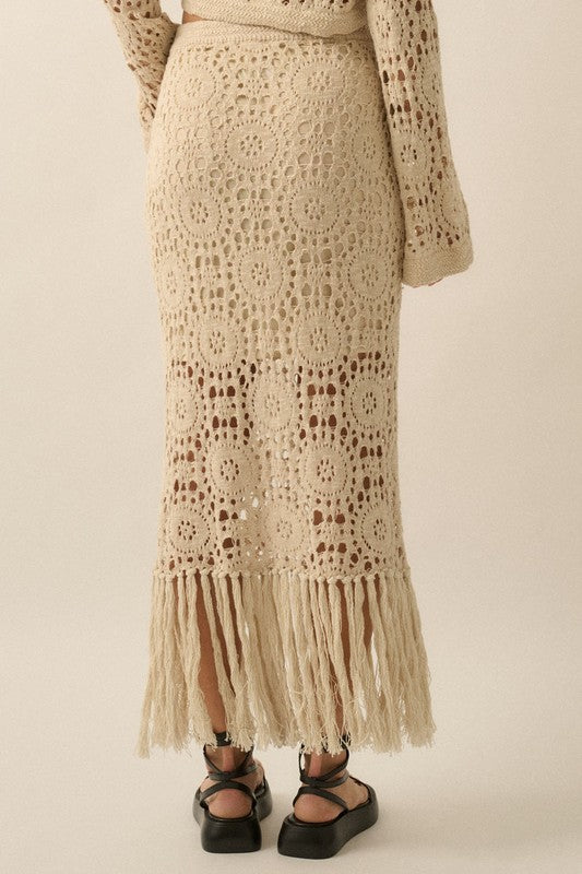 Crochet-Knit Fringe Skirt