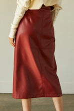 Load image into Gallery viewer, Cranberry Faux Leather Skirt