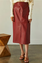 Load image into Gallery viewer, Cranberry Faux Leather Skirt